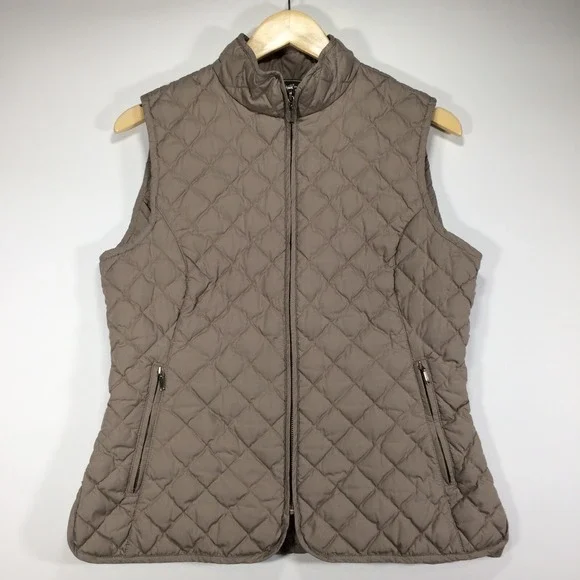 Eddie Bauer Vest Womens Medium Quilted Goose Down Brown Outdoors Hiking - Picture 2 of 16